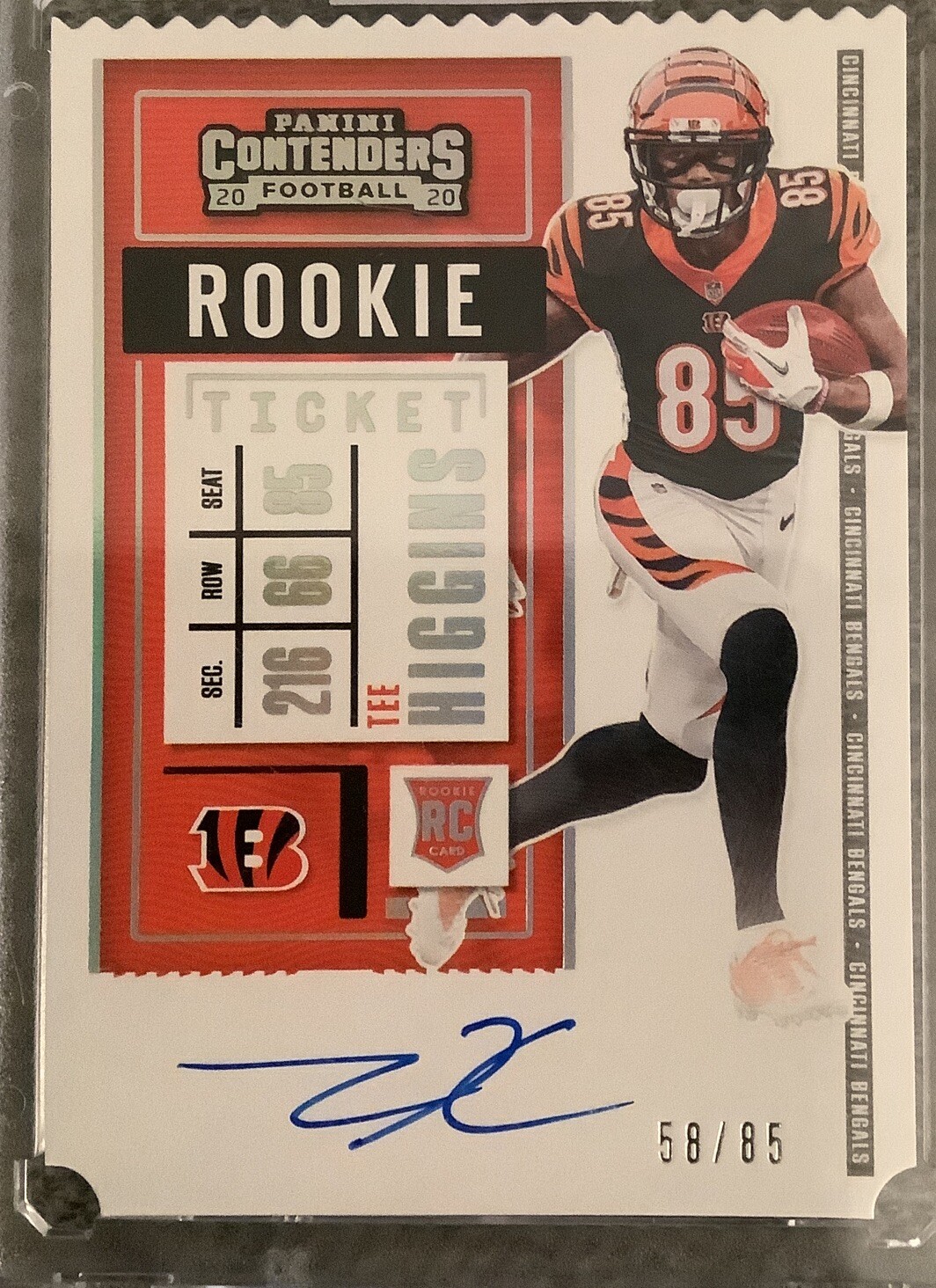 Tee Higgins 2020 Panini Contenders Rookie Ticket Stub On Card Autograph /85