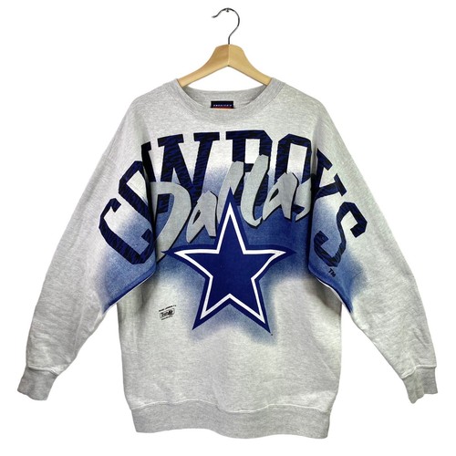 VTG Dallas Cowboys Magic Johnson NFL Football Sweatshirt 90s AOP Sweater Size XL - Foto 1 di 11