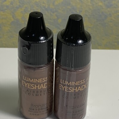 Lot of 2 Luminess AirBrush Eyeshadow, Shades Expresso and Bronzer 0.25 oz Sealed