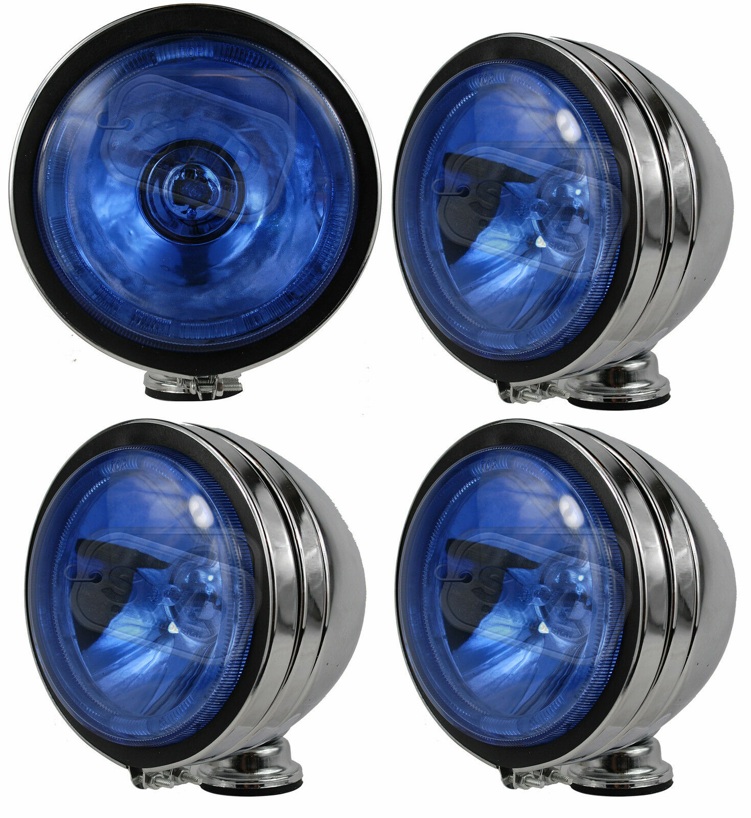 small 4" car chrome spot lamp lights angeleye halogen BLUE 12v