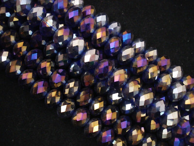 Glass Crystal 12mm Faceted Rondelle Beads Purple 26cm Strand 