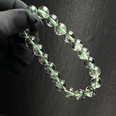 9mm Natural Green Pyramid Phantom Quartz Stretch Crystal Beads Bracelet