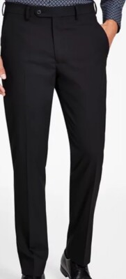 ALFANI Mens Classic Fit Stretch Dress Pants Black 34Wx30L 34x30 NWT dr39