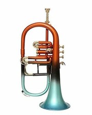 SUMMER SALE New-Bb 4 Valve Flugel-Horn ORANGE GREEN NICKEL PLATED Free Case-M/P