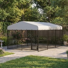 15FT/20FT Heavy Duty Dog Cage with Roof Large Outdoor Dog Kennel Safety Locks