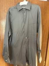 Van Heusen Men's Non-Iron Dress Shirt Gray 15.5 32/33 Regular Fit Pocket