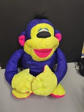FISHER PRICE - Puffalump Purple Plush Monkey - Chattering 1994 - EX.