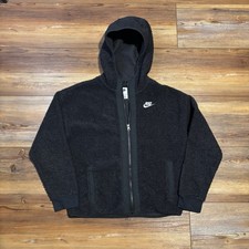 Women Nike Black Full Zip Sherpa Fleece Hooded Size Large