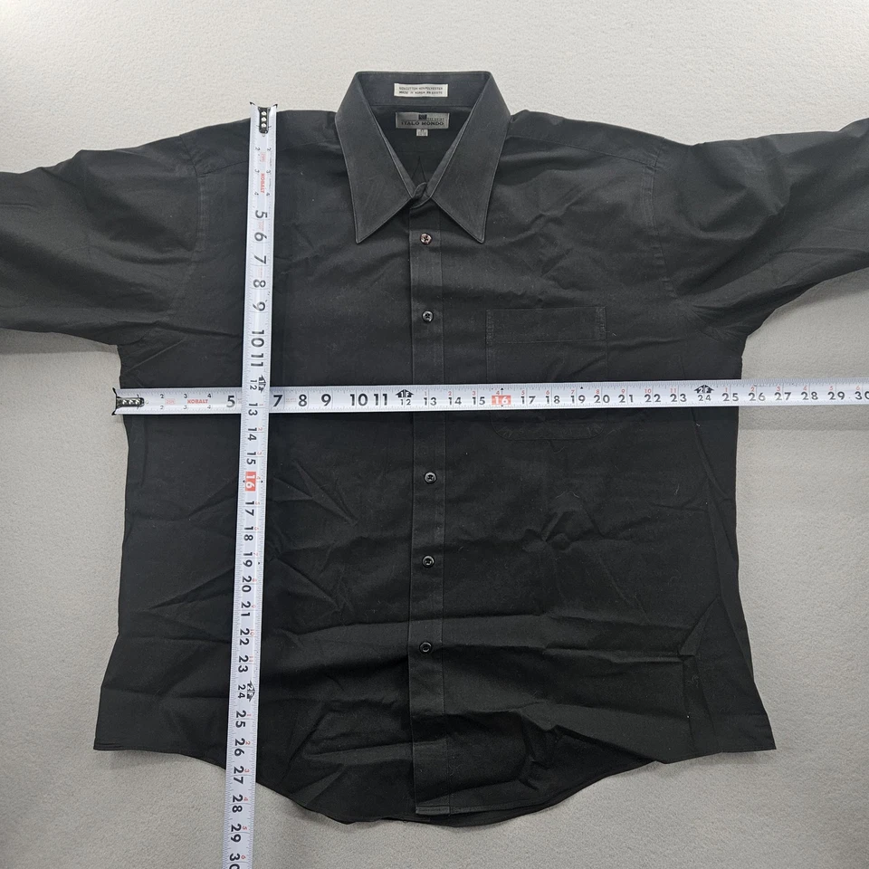 Camisa negra con botones de manga larga Italo Mondo para hombre talla 17 Foto 4 de 4