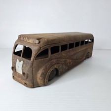 Kingsbury Pressed Steel Wind-Up Greyhound Bus Toy Vehicle Antique