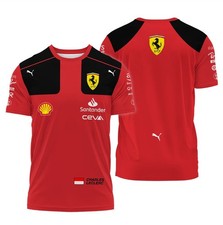 Personalized Name Ferrari Leclerc 16 Racing Team Red Black 3D Men T-Shirt S-5XL