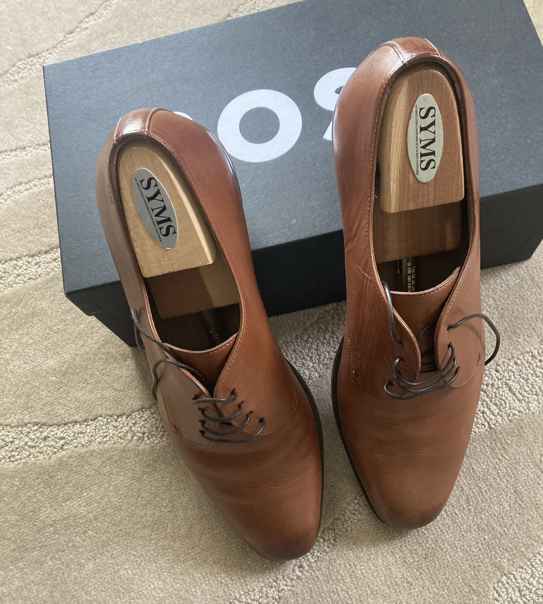 HUGO BOSS Leather Upper Brown Dress Shoes for Men for sale  display picture 3