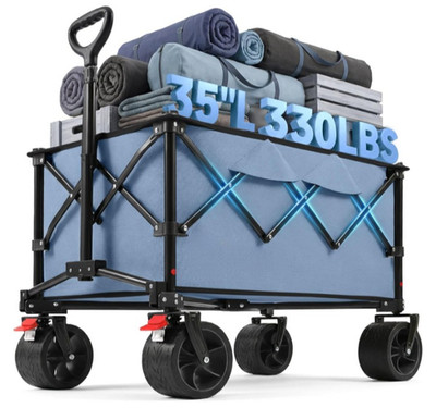 Carro Plegable 150L con Ruedas Todo Terreno Extra Grandes para Camping Playa