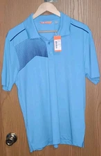 NWT Cutter & Buck Polo Shirt Mens Size Medium Light Blue Collar Buttons "Florida