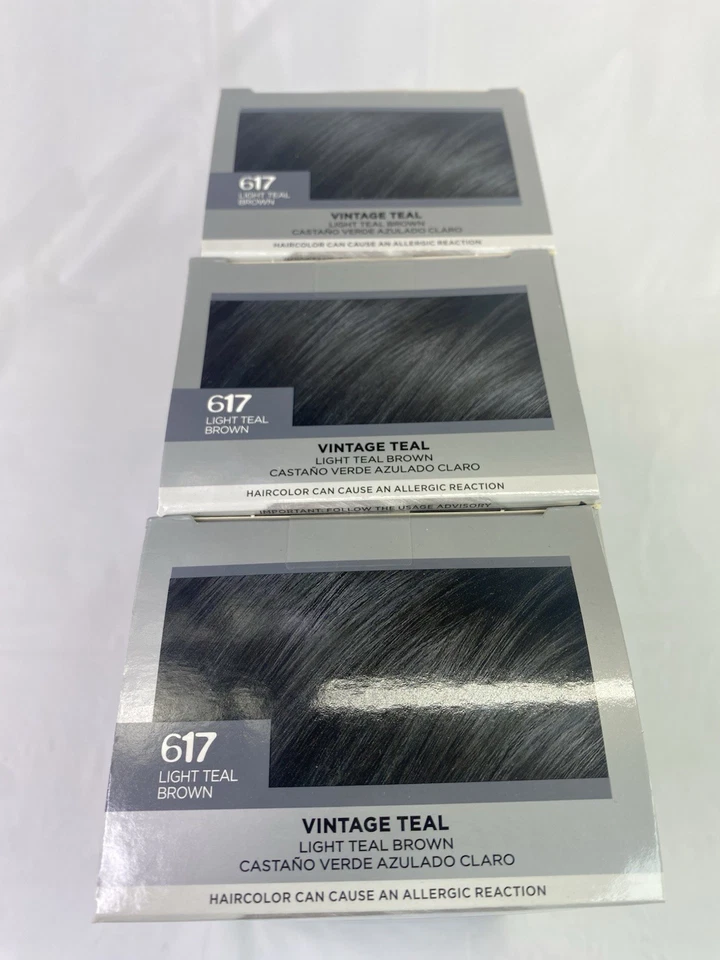 Tintura gel permanente L'Oreal Feria cor de cabelo cintilante 617 vintage azul-petróleo pacote com 3! - Imagem 3 de 4