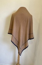 Y7 Nina Ricci Silk Scarf Shawl Beige Gold Navy Logo Print Made in Italy Vintage