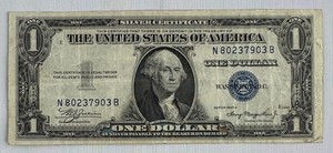 1935A $1 Silver Certificate Blue Seal Circulated Dollar Bill George Washington