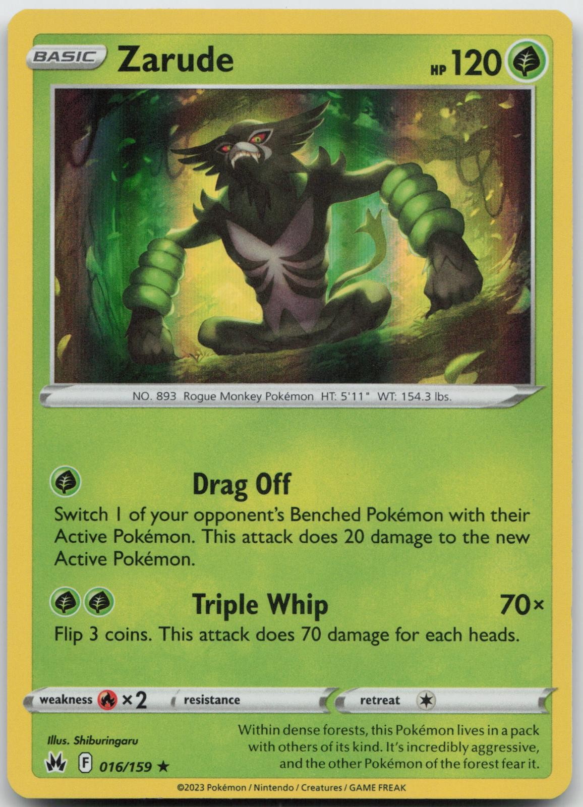 Zarude 016/159 Holo Rare Crown Zenith Pokemon Holo Near Mint