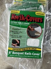 Kwik-Covers White Fitted Table Cover- 8ft.x30in. Banquet Or Picnic Table