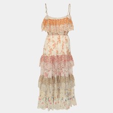 Zimmermann Multicolor Floral Print Cotton Lucky Tiered Spliced Maxi Dress M
