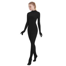 Women's Jumpsuit Bodycon Full Body Unitard Long Sleeve Bodysuit with Zipper C...