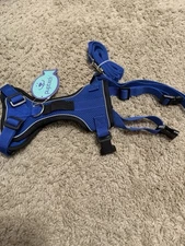 PUPTECK Dog Harness and Leash  Blue M New