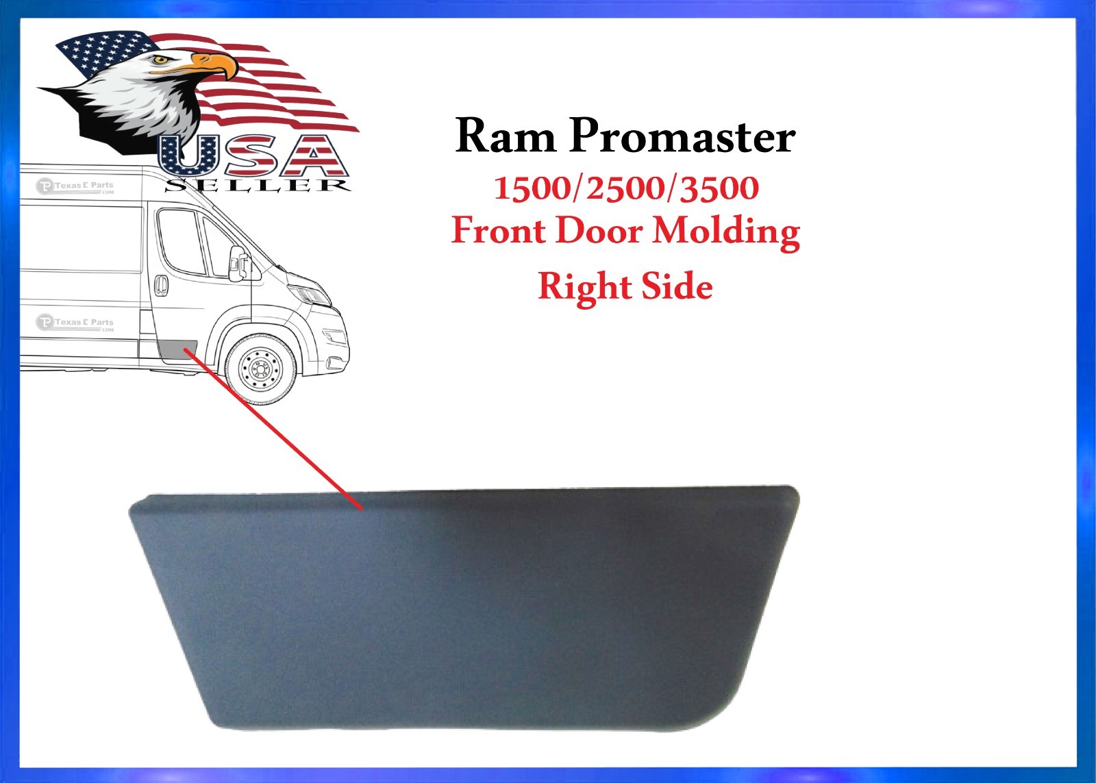 For 2014-2018 Ram Promaster Front Door Trim Molding Right Passenger Local Pickup