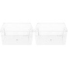  Set of 2 Storage Basket for Shelves Shelf Plastic with Handles Organizer Bin