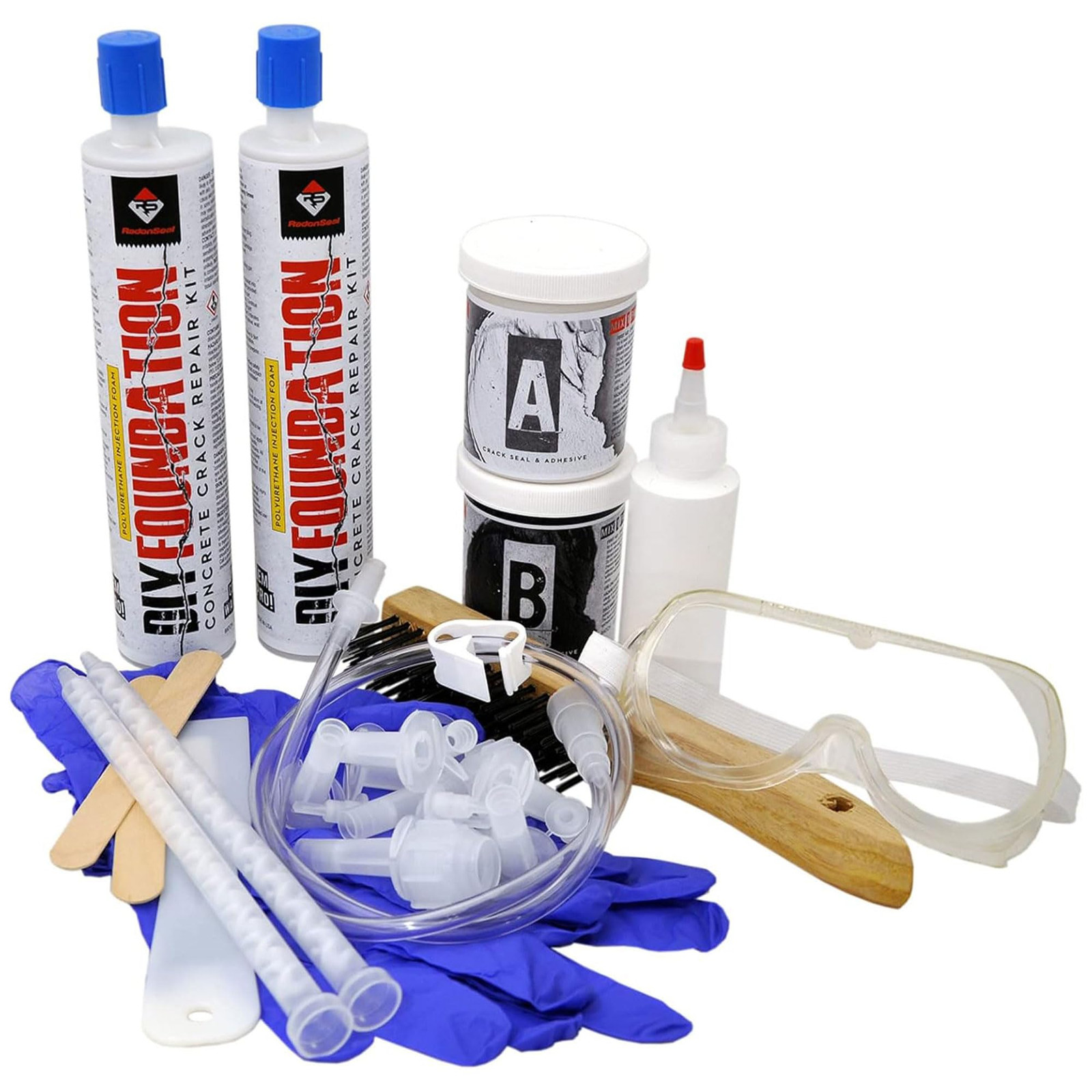 10ft Concrete Foundation Crack Repair Kit with Foam Filler & Injection Sealer-image