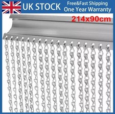 Heavy Duty Aluminium Fly Screen Door 214x90cm Metal Chain Curtain Pest Control