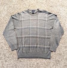 DOCKERS Men's Sweater Large Gray plaid Long Sleeves Comfort Touch Preppy