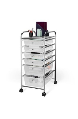 Rollender Aufbewahrungswagen mit 6 Schubladen Büro Sammelalbum Organizer Klar