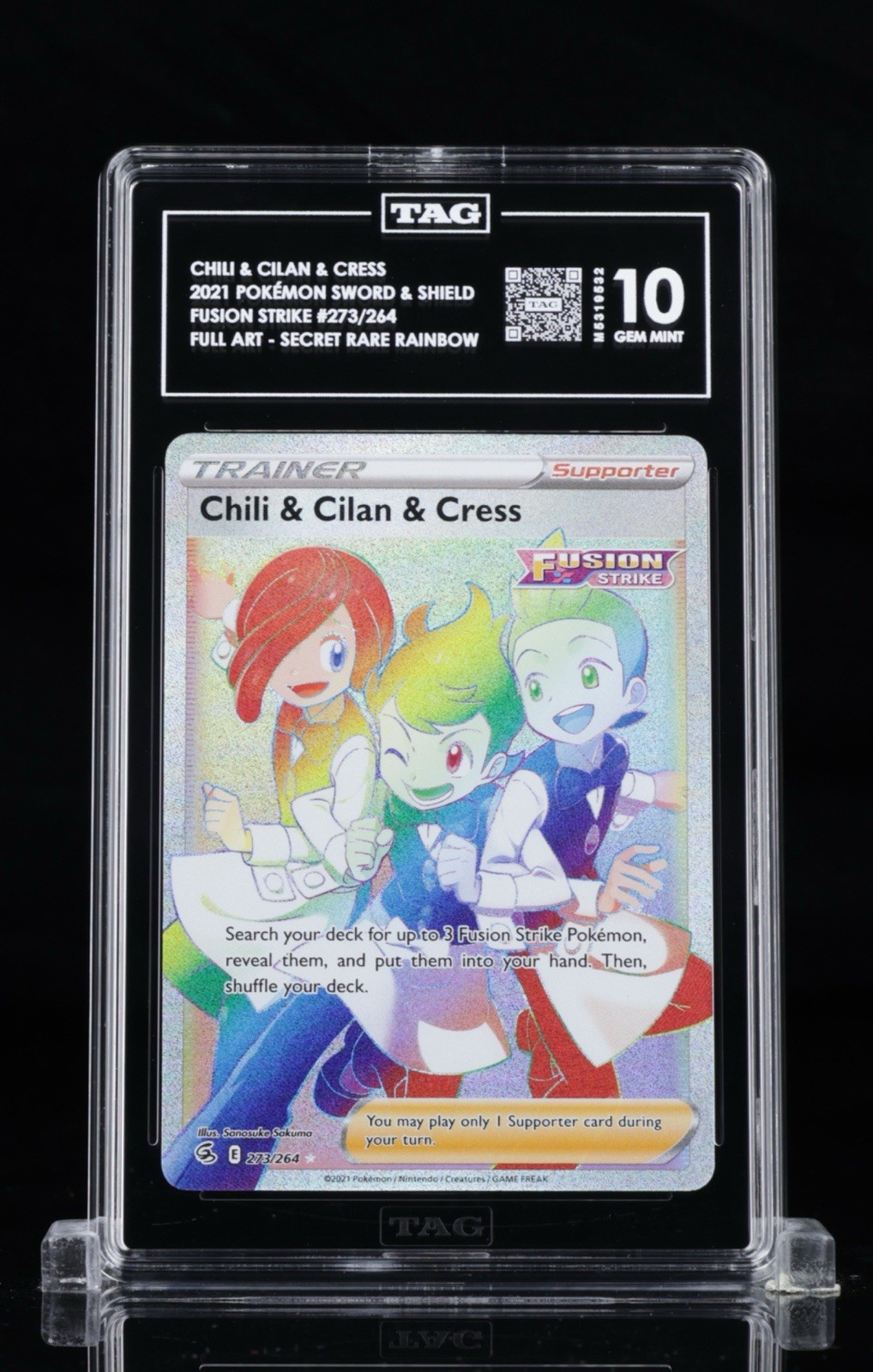 TAG 10 Chili & Cilan & Cress (Secret) 273/264 Swsh08: Fusion Strike Holo