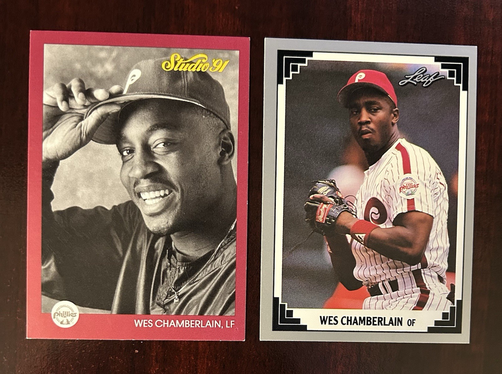 🔥1991 WES CHAMBERLAIN 2-Card LOT - 1991 Leaf #178 & 1991 Studio #211