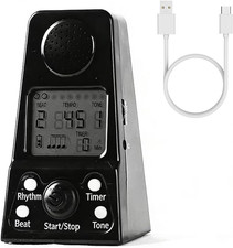 Metronomo Digital Portatil Recargable Voz En Ingles Temporizador Piano