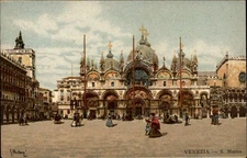 St Marks Square Venice Italy vintage art postcard artist signed unposted r363