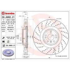 BREMBO 09.A960.21 Brake Disc Front Fits Mercedes-Benz GL-Class GLE GLS M-Class