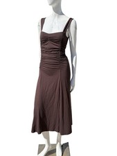 New With Tags Reformation Beautiful Suvi Knit MOLE Ruched Midi Dress Brown Small