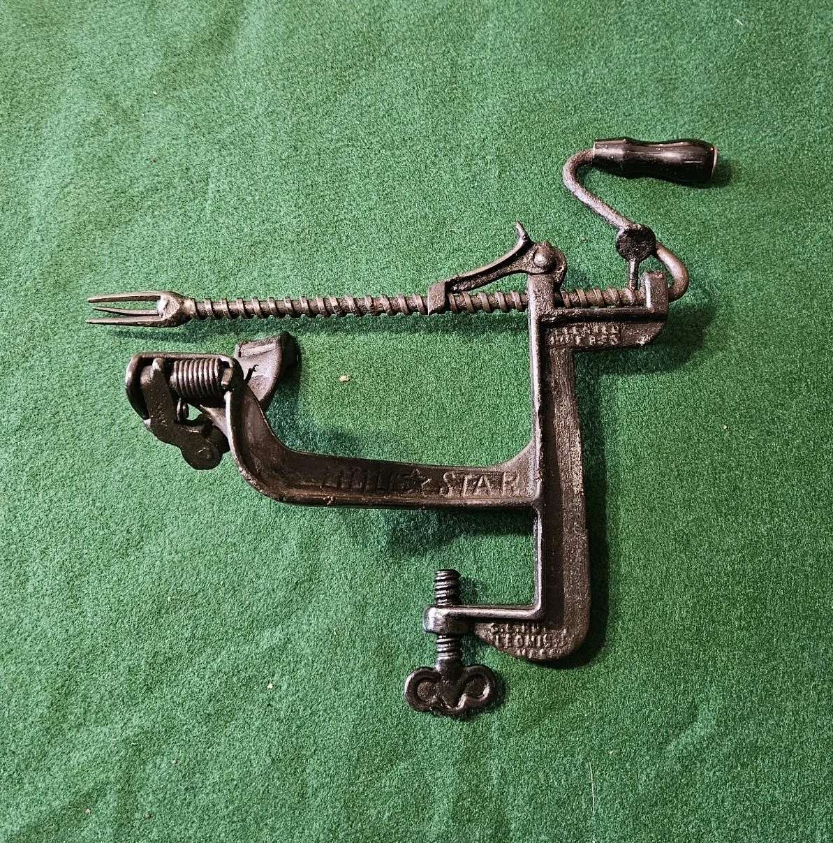 Vintage Antique Little Star Cast Iron Apple Peeler Hudson Pat.1885