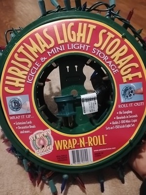 ST. NICK'S CHOICE WRAP-N-ROLL CHRISTMAS LIGHT STORAGE WITH WORKING LIGHTS