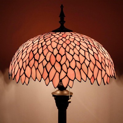 Tiffany Style Wisteria Floor Lamp Stained Glass Standing Corner Reading Light