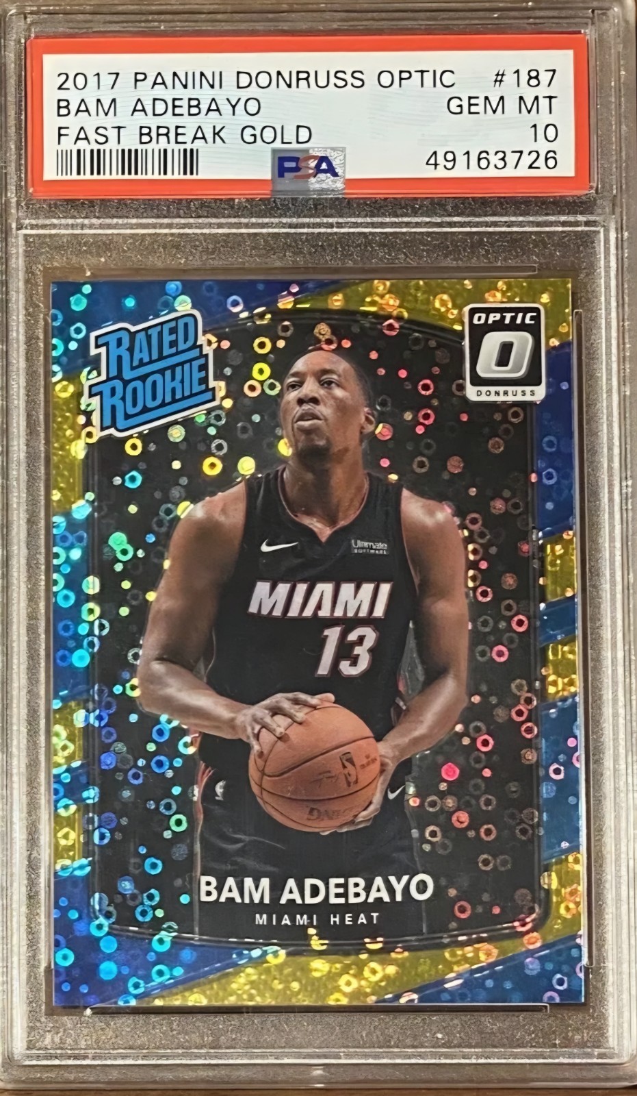 Bam Adebayo 2017 Donruss Optic Fast Break Gold PSA 10 POP 1!