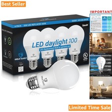 Great Eagle A19 LED Light Bulbs - 100W Equivalent, 15W, Daylight 5000K, 4-Pack