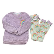Sleep On It Kids Girls Size M 10-12Yrs Rainbow Purple Pajama Set