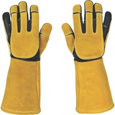 Klutch Cut-Resistant Goatskin/Cowhide MIG Welding Gloves, Single Pair,