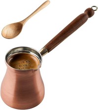 DEMMEX - Solid Brushed Copper Turkish Coffee Pot Cezve Ibrik Briki, Stovetop Gre