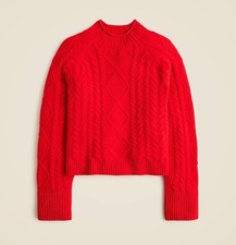 J. Crew Cable-knit Rollneck Sweater w/ Wool Blend Supersoft Yarn