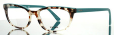 PRADA VPR13V 475-1O1 Tortoise Teal Womens Semi Cat Eye Eyeglasses 53-17-145 B:35