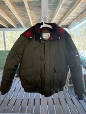 Vintage Sears Roebuck Fieldmaster Sz L Hooded Olive Flannel Lined Flight Jacket