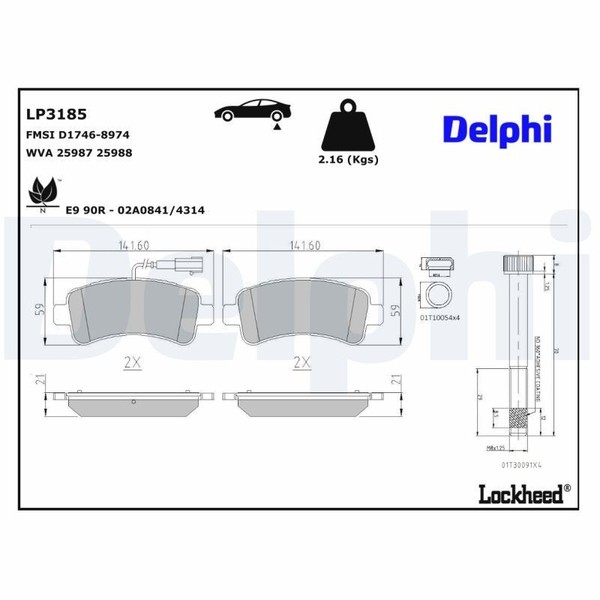 Delphi Bremsbelagsatz, Scheibenbremse LP3185 FüR CitroËN Fiat Peugeot-image
